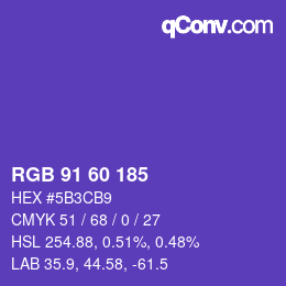 颜色代码: RGB 91 60 185 | qconv.com