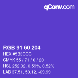 カラーコード: RGB 91 60 204 | qconv.com