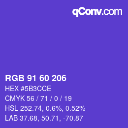 颜色代码: RGB 91 60 206 | qconv.com