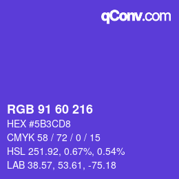 颜色代码: RGB 91 60 216 | qconv.com