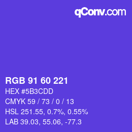 颜色代码: RGB 91 60 221 | qconv.com