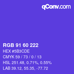 カラーコード: RGB 91 60 222 | qconv.com