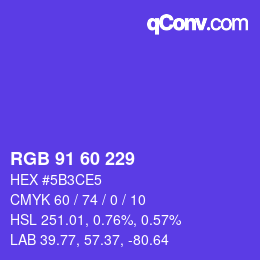 カラーコード: RGB 91 60 229 | qconv.com