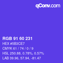 颜色代码: RGB 91 60 231 | qconv.com