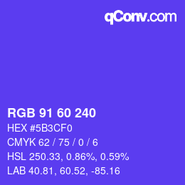 カラーコード: RGB 91 60 240 | qconv.com