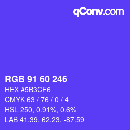 颜色代码: RGB 91 60 246 | qconv.com