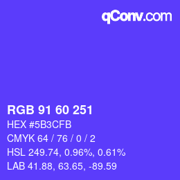 カラーコード: RGB 91 60 251 | qconv.com