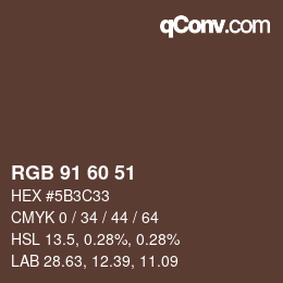 Color code: RGB 91 60 51 | qconv.com