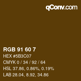 颜色代码: RGB 91 60 7 | qconv.com