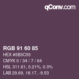 颜色代码: RGB 91 60 85 | qconv.com
