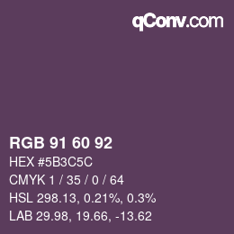 Color code: RGB 91 60 92 | qconv.com