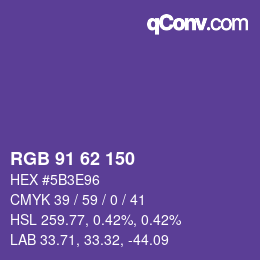 カラーコード: RGB 91 62 150 | qconv.com