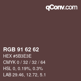 颜色代码: RGB 91 62 62 | qconv.com