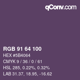 Farbcode: RGB 91 64 100 | qconv.com