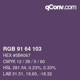 カラーコード: RGB 91 64 103 | qconv.com