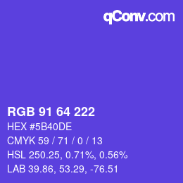 Color code: RGB 91 64 222 | qconv.com