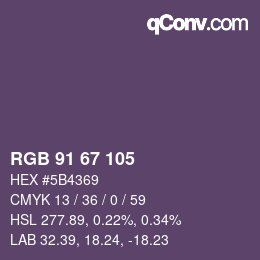 Color code: RGB 91 67 105 | qconv.com