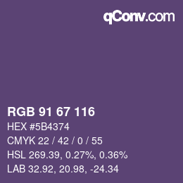 Color code: RGB 91 67 116 | qconv.com