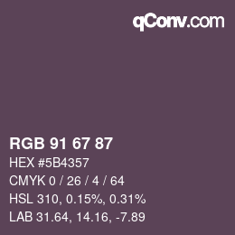 Farbcode: RGB 91 67 87 | qconv.com
