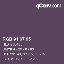 Color code: RGB 91 67 95 | qconv.com