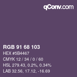 Color code: RGB 91 68 103 | qconv.com