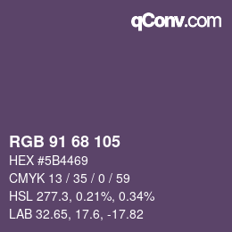 Color code: RGB 91 68 105 | qconv.com