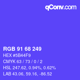 Color code: RGB 91 68 249 | qconv.com