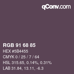 Color code: RGB 91 68 85 | qconv.com