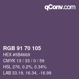カラーコード: RGB 91 70 105 | qconv.com