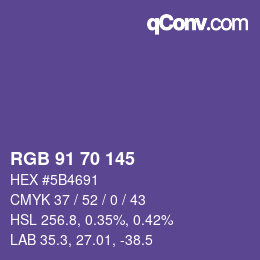 颜色代码: RGB 91 70 145 | qconv.com