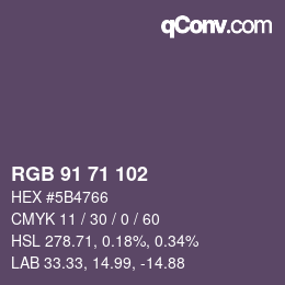 Color code: RGB 91 71 102 | qconv.com