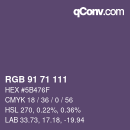 Color code: RGB 91 71 111 | qconv.com