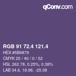 カラーコード: RGB 91 72.4 121.4 | qconv.com