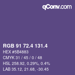 カラーコード: RGB 91 72.4 131.4 | qconv.com