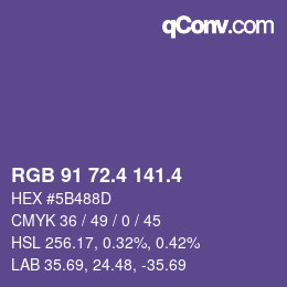 カラーコード: RGB 91 72.4 141.4 | qconv.com
