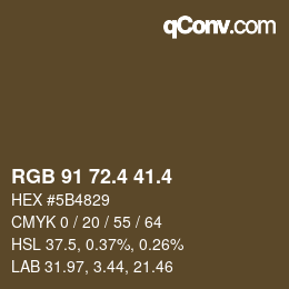 カラーコード: RGB 91 72.4 41.4 | qconv.com