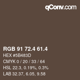 カラーコード: RGB 91 72.4 61.4 | qconv.com