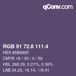カラーコード: RGB 91 72.8 111.4 | qconv.com