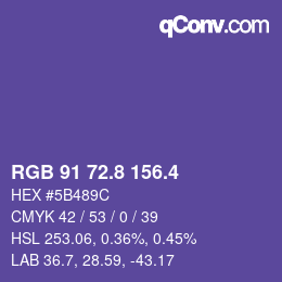 カラーコード: RGB 91 72.8 156.4 | qconv.com