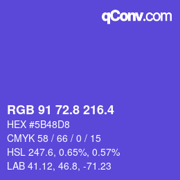 カラーコード: RGB 91 72.8 216.4 | qconv.com
