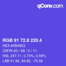 カラーコード: RGB 91 72.8 226.4 | qconv.com