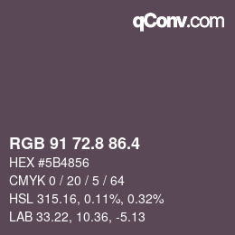 カラーコード: RGB 91 72.8 86.4 | qconv.com
