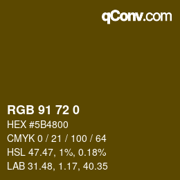 Color code: RGB 91 72 0 | qconv.com