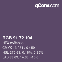 Color code: RGB 91 72 104 | qconv.com