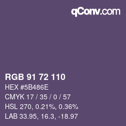 Color code: RGB 91 72 110 | qconv.com