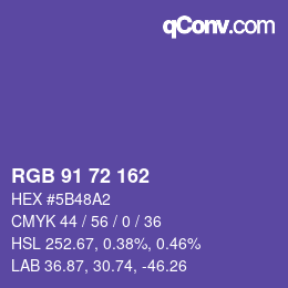 Color code: RGB 91 72 162 | qconv.com