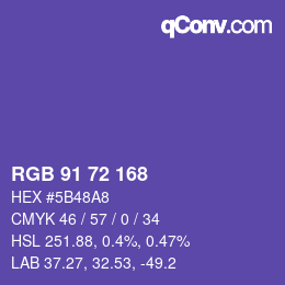 Color code: RGB 91 72 168 | qconv.com