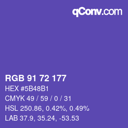 カラーコード: RGB 91 72 177 | qconv.com