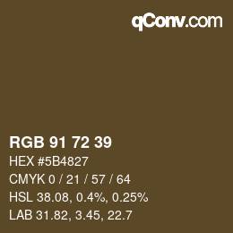 Color code: RGB 91 72 39 | qconv.com