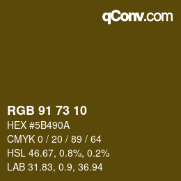 カラーコード: RGB 91 73 10 | qconv.com